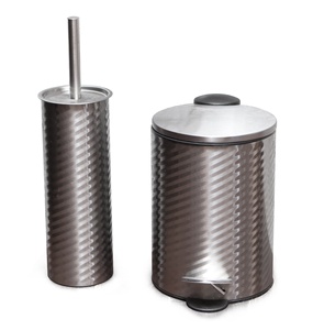 Nuevo producto Juego de baño de acero inoxidable brillante que incluye cubo de basura y cepillo de inodoro - Product Image 1