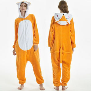 도매 열 라운지웨어 귀여운 동물 <span class=keywords><strong>Onesie</strong></span> 남자/여자 잠옷 여우 곰 암소 재미있는 디자인 후드 잠옷 겨울 양털 앞 - Product Image 1