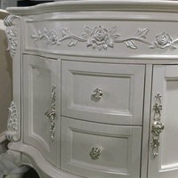 2025 Usine OEM Français De Luxe Antique PVC Salle De Bains Coiffeuse Salle De Bains Armoire Vanité avec Simple Lavabo et Miroir