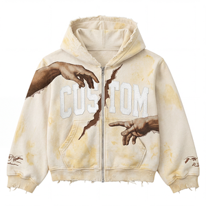 Sudadera con Capucha TOOHOO Personalizada para Hombre, Corte Cuadrado, Bordada, 500GSM, Estilo Urbano, Vintage, Lavado a la Piedra, Oversize, 100% Algodón - Product Image 2