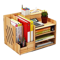 Organisateur de bureau en bambou, étagère de bureau en bois, porte-documents, porte-stylos et porte-mouchoirs pour le bureau et la maison, installation requise