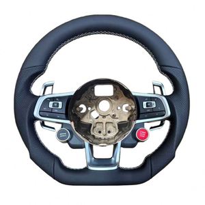 Volant en cuir pour Volkswagen <span class=keywords><strong>Golf</strong></span> 5 6 <span class=keywords><strong>7</strong></span> <span class=keywords><strong>7</strong></span>.5 MK6 MK7 R GTI GTE <span class=keywords><strong>GTD</strong></span> R Line Tiguan Passat Jetta Polo Scirocco - Product Image 1