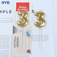3D Goldfolien-Ballon Zahlenkerze Tortendekoration Mylar Geknitterte Zahlenkerze für Geburtstagstorten-Dekoration
