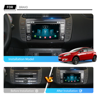 Pour Fiat 7' Android Bravo (198) 2007-2014 Système multimédia de voiture Carplay GPS WIFI Radio Stéréo Lecteur DVD de voiture