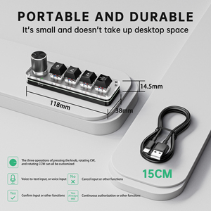Macropad con Cable y Perilla de Precisión, Teclado Mecánico de 4 Teclas, Herramienta Programable de Una Mano para Edición de Video y <span class=keywords><strong>Photoshop</strong></span> - Product Image 5
