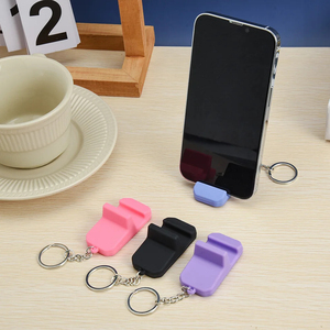 Wholesale Portable Mini Silicone Mobile Phone Holder with Key Ring Desktop Lazy <b>Bracket</b> Decorative Ornaments Smartphone Stand - Product Image 1