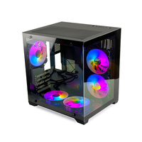 MANMU OEM Black Gamer CPU Desktop Mid Tower Aluminum Alloy Steel Transparent Side Panel Window Computer Case MicroATX 5