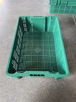 Boîte à légumes en plastique vert de haute qualité, empilable, style maille, pour circulation optimisée, caisses de rangement en plastique peu encombrantes
