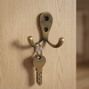 Porta Llaves de Pared con Doble Gancho de Latón Vintage, Perchero Metálico Resistente al Óxido para Puerta - Product Image 6