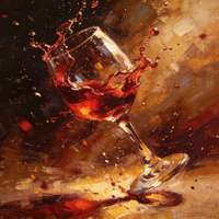 Peinture à l'huile sur toile moderne impressionniste, motif verre à vin, peinte à la main, texture épaisse, nature morte, pour décoration murale de salle à manger