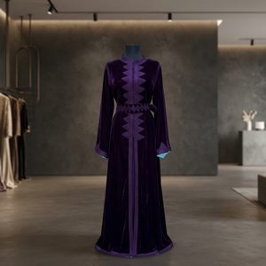 Robe de mariée marocaine de qualité supérieure, kaftan en satin vintage, élégante, longueur maxi, motif riche, broderie raffinée, pour soirée formelle ou bal de promo - Product Image 3