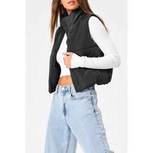 Chaleco acolchado para mujer, sin mangas, ropa de abrigo de invierno, cálido, ligero, con cuello alto, cortavientos, con bolsillos - Product Image 3
