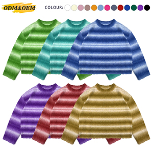 Benutzer definierte LOGO <span class=keywords><strong>Mohair</strong></span> <span class=keywords><strong>Sweater</strong></span> Herren Langarm Pullover mit Rundhals ausschnitt Strickwaren Winter Fuzzy Casual Jumper <span class=keywords><strong>Mohair</strong></span> Strick pullover - Product Image 5