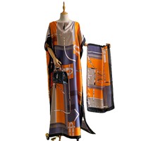 Robe longue pour femme en soie twill traditionnelle, vêtement africain, abaya musulmane, dashiki, robe de soirée, caftan de Dubaï, robe pour femme
