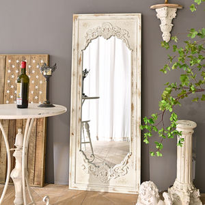 Espejo de Pared Rectangular con Marco de Madera Rústica Blanca Envejecida, Decorativo y Ecológico - Product Image 2