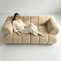 Kompressions-Sofa Weiß Schlankes Rahmenloses Vakuum-Kompressions-Möbelstück Weiches Sherpa U-Form Armloses Hochdichte-Sofa