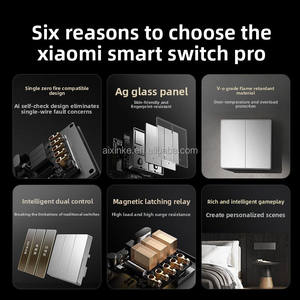 แผงกระจก2.0ตาข่ายไร้สายแบบ UK <span class=keywords><strong>Mi</strong></span> สวิตช์ติดผนังอัจฉริยะสีขาวเทาสำหรับบ้านอัจฉริยะ <span class=keywords><strong>Xiaomi</strong></span> - Product Image 3