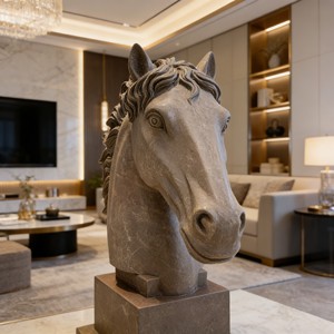 Fabrika Özel Tasarım Modern Dış Mekan Hediyelik Eşya Ev Otel Dekorasyonu Hayvan Heykeli Mermer Heykel Büstü At Heykeli - Product Image 6