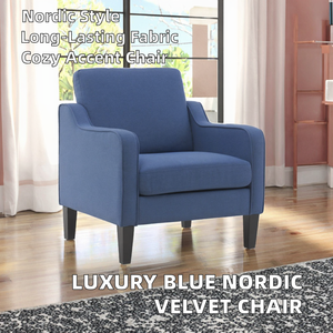 Sofá Individual de Lujo Azul Moderno de Terciopelo Duradero para Dormitorio, Comedor, Hotel, Balcón, Sala de Estar, Oficina en Casa, Sillón Relajante - Product Image 2