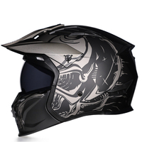 SLKE Nouveau Casque de Moto Intégral Rétro Samurai Street Fighter Amovible ABS à Dégagement Rapide