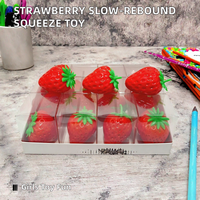 Jouet anti-stress en TPR à rebond lent en forme de fraise, jouet à pétrir, ensemble de 12 pièces le plus vendu pour filles de 14 ans et plus, facile à utiliser
