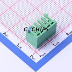 DB2ERC-2.54-5P-GN Plug-in Terminal Block Bent Lead Through Hole,P=2.54mm Board-to-Board / Socket - Closed 1x5P 2.54mm Green - Product Image 2