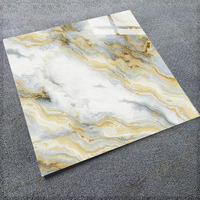 Nouvelles dalles de sol en céramique de porcelaine marbrée plaquée or, 600x600, émaillées, polies, de luxe, pour salon