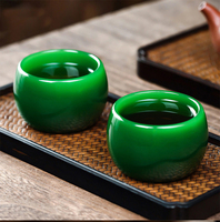 Imperial Grüne Jade-Textur Glas-Teetasse 50ml Hitzebeständiger Kung-Fu-Verkostungsbecher für Teezeremonie Espresso-Shot
