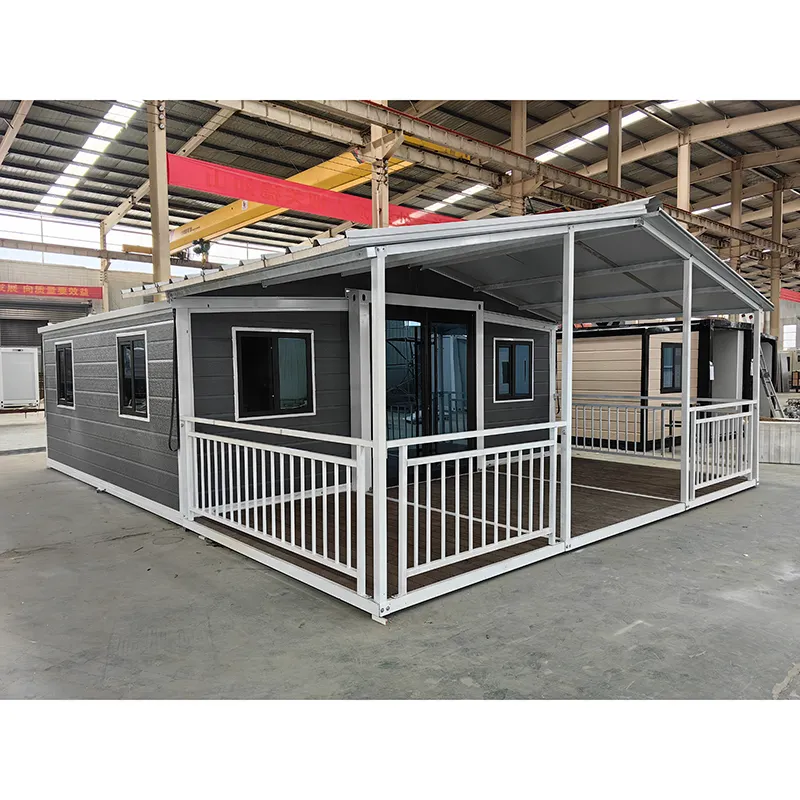 Custom 20ft Prefab Verzending Beweegbare Moderne Modulaire Huisuitrusting Containerhuizen Met Terras Voor Magazijn