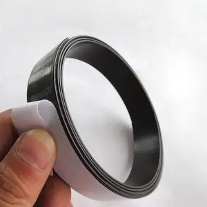 Flexible rubber magnet rolls with adhesive