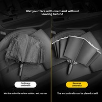Parapluie pliant inversé créatif semi-automatique Protection contre le soleil et la pluie Éclat monté sur voiture Voyage pliant épaissi renforcé