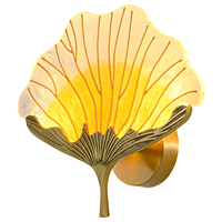 [Feuille de Ginkgo] Nouvelle applique murale de style chinois, couleur émail, pour salon, couloir, chambre, lampe de chevet simple