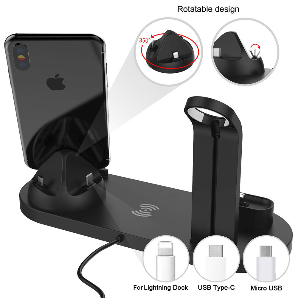 4 en 1 Sans Fil Support De Charge Pour Apple Montre 5 4 3 2 1 iPhone 11 X XS XR 8 airpods Pro 10W Qi Chargeur Rapide Station D'accueil