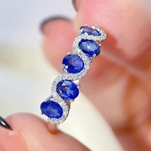 เครื่องประดับแฟนตาซี ซินฟลาย แหวนทองคำแท้ 18K ประดับไพลิน 1.2 กะรัต และเพชรธรรมชาติ 0.09 กะรัต สำหรับผู้หญิง - Product Image 5
