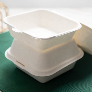 Box Takeaway Food Biodegradable Sugarcane Bagasse Burger Packaging Box Fast Takeaway Biodegradable Burger Box