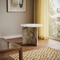 Table d'appoint en marbre fantôme Luofu de qualité supérieure pour salon moderne, accent sculptural et meuble de décoration intérieure