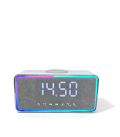 Jam Alarm Digital 4 in 1 5.4 Speaker Pengisi Daya Nirkabel Lampu RGB Speaker Desktop Kain 5W*2 Hadiah Promosi