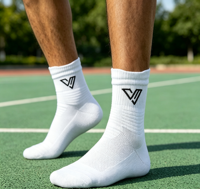 Chaussettes de sport blanches pour hommes, chaussettes de compression respirantes et rembourrées pour la course à pied, l'entraînement et le quotidien