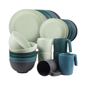 Soudelor, juego de vajilla ligera de plástico irrompible, vajilla de camping de 24 piezas para 6 personas, platos reutilizables, cuencos, tazas - Product Image 1