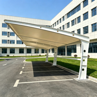 Toiles de membrane tendue en PVDF modernes, occultantes, imperméables, écologiques, résistantes au feu et aux UV pour garages, auvents et abris de voitures