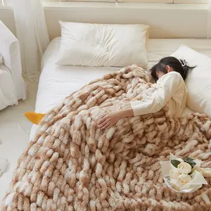 批发巨大的厚实人造毛皮扔毛毯，沙发聚酯毛毯