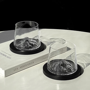 Tasse à eau de montage d'observation à la mode avec sous-verre rond 3D Snow Fuji Base Mountain Whisky Glass - Product Image 4