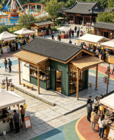 Bar en conteneur maritime de 20 pieds, style chinois traditionnel, boutique préfabriquée en conteneur pour restaurant de site touristique et kiosque à snacks
