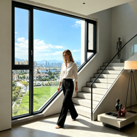 Fenêtre fixe en aluminium à rupture de pont thermique sur mesure, triple vitrage Low-E pour rénovation de maison, pont thermique zéro