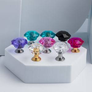 مقبض أكريليك شفاف ملون كريستالي ماس للباب والخزانة والدروج مقبض بلاستيكي للأثاث - Product Image 6