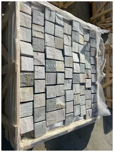 Dalles de pavé en <span class=keywords><strong>ardoise</strong></span> naturelle durable avec support en maille pour l'extérieur, dalles de pavage modernes pour la décoration de jardins et de parcs, personnalisables - Product Image 5