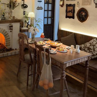 Ensemble table et chaises de salle à manger carrées en bois massif de style vintage américain, meubles de salle à manger rectangulaires rustiques de style farmhouse