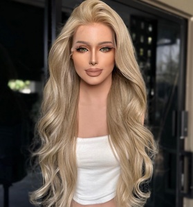 Pelucas de Cabello Virgen Largo Rubio Claro Natural al por Mayor, Grado 12A Premium, Cutícula Completa Alineada, Encaje <span class=keywords><strong>Transparente</strong></span> HD, 150% Densidad Media - Product Image 3