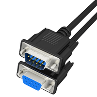 Cable Serial DB9 Negro de 1.5m/3m al por Mayor, Cable de Extensión Convertidor Serial RS232 de 9 Pines Macho a Hembra para PC