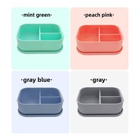 Boîte à lunch carrée en silicone anti-explosion avec compartiments multiples et fonction de maintien au frais, compatible micro-ondes, pour enfants